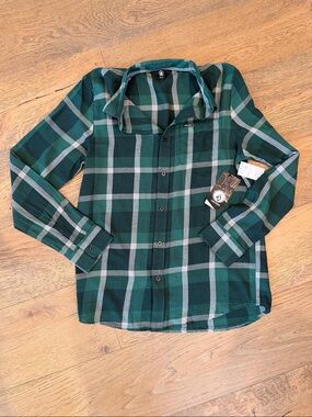 Volcom Green & Dark Green Plaid Button-Down Shirt